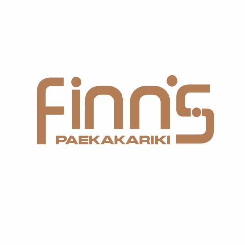 Finns Paekakariki logo in brown text, representing local businesses and community in Paekakariki, New Zealand.